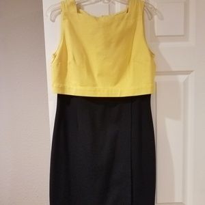 Yellow and Black Lauren Ralph Lauren Jersey Dress